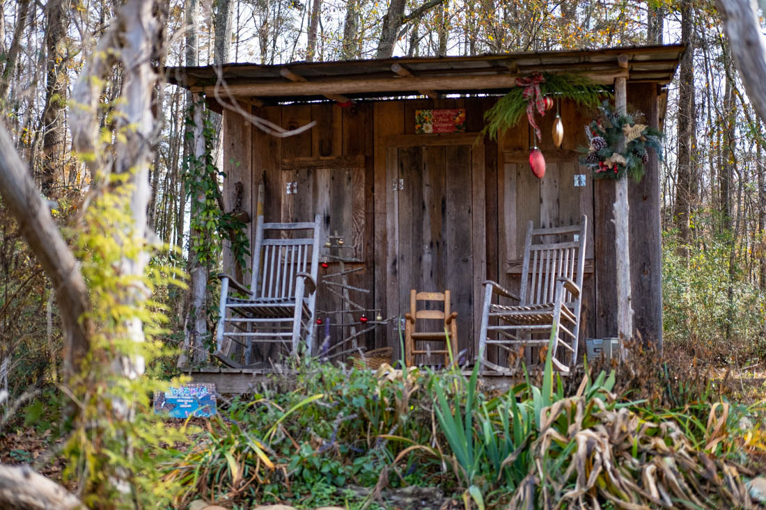 The is a small shack in the Briarpatch Trail Park in Eatonton, GA